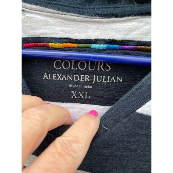 Colours Alexander Julian men’s size XXL  black and white stripe pullover - Picture 3 of 6